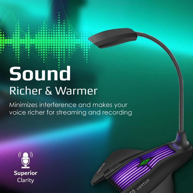 VERTUX VERTUMIC-1 HD ANTI-VIBRATION GAMING MICROPHONE WITH LED BLACK