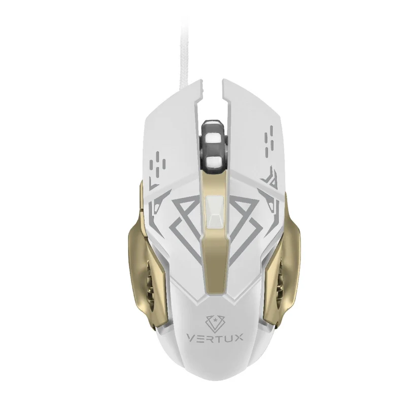 Vertux Drago Precision Tracking Ergonomic Gaming Mouse White Grey