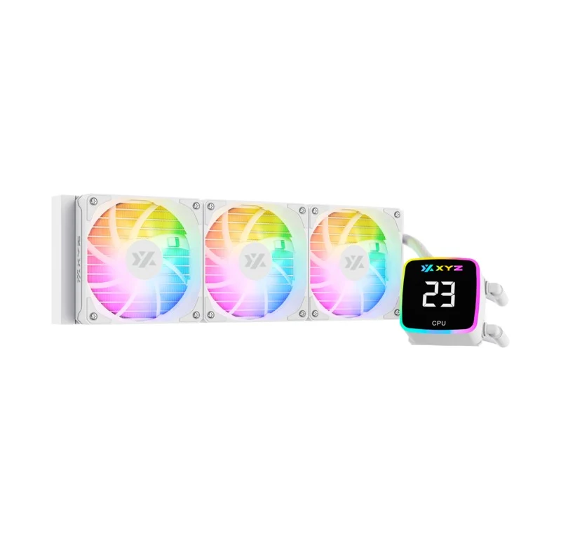 XYZ AquaPulse AIO 360 ARGB Liquid Cooler with Temperature Display (Black, White)