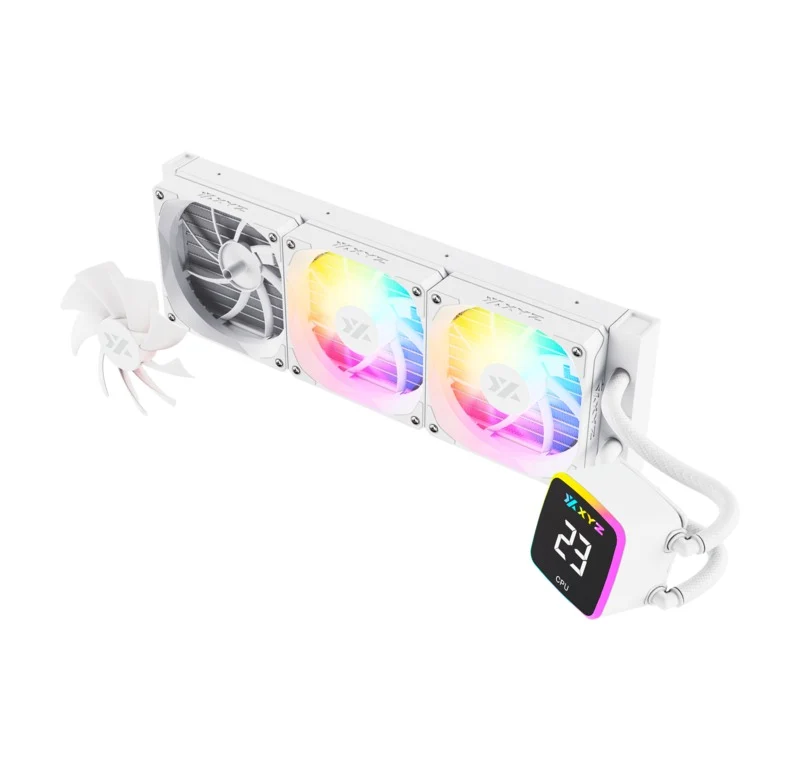 XYZ AquaPulse AIO 360 ARGB Liquid Cooler with Temperature Display (Black, White)