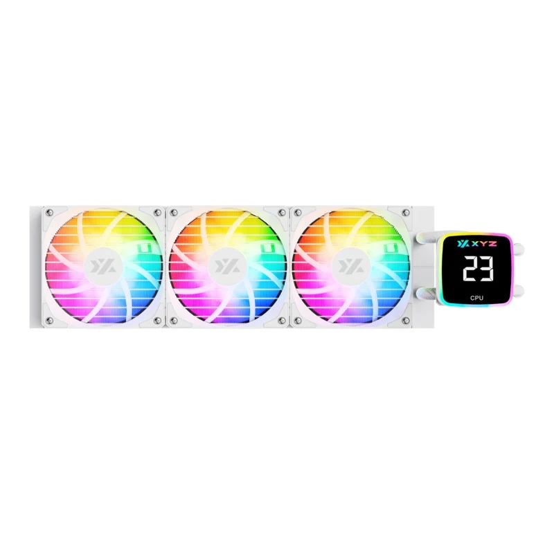 XYZ AquaPulse AIO 360 ARGB Liquid Cooler with Temperature Display (Black, White)