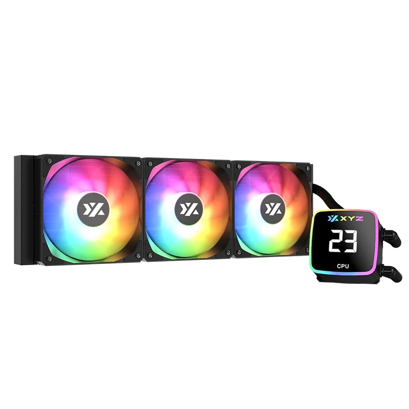 XYZ AquaPulse AIO 360 ARGB Liquid Cooler with Temperature Display (Black, White)