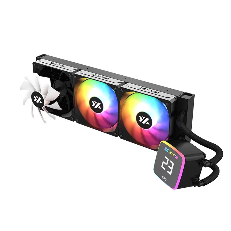 XYZ AquaPulse AIO 360 ARGB Liquid Cooler with Temperature Display (Black, White)