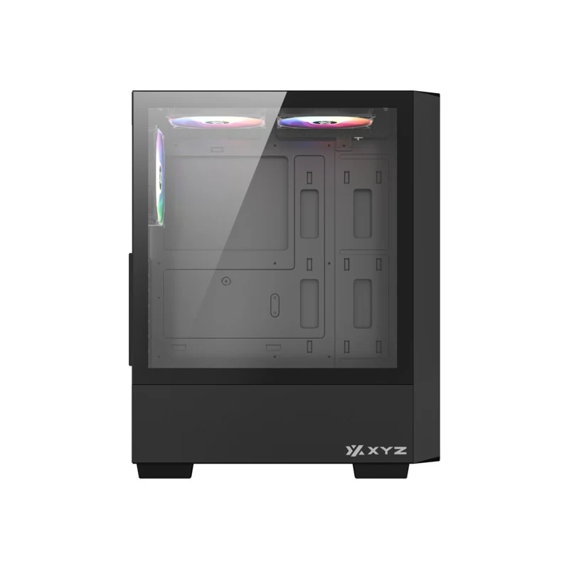 XYZ Airone 100 X Mesh ATX PC Case with 6 Pre-installed 120mm ARGB Fans (Black, White)