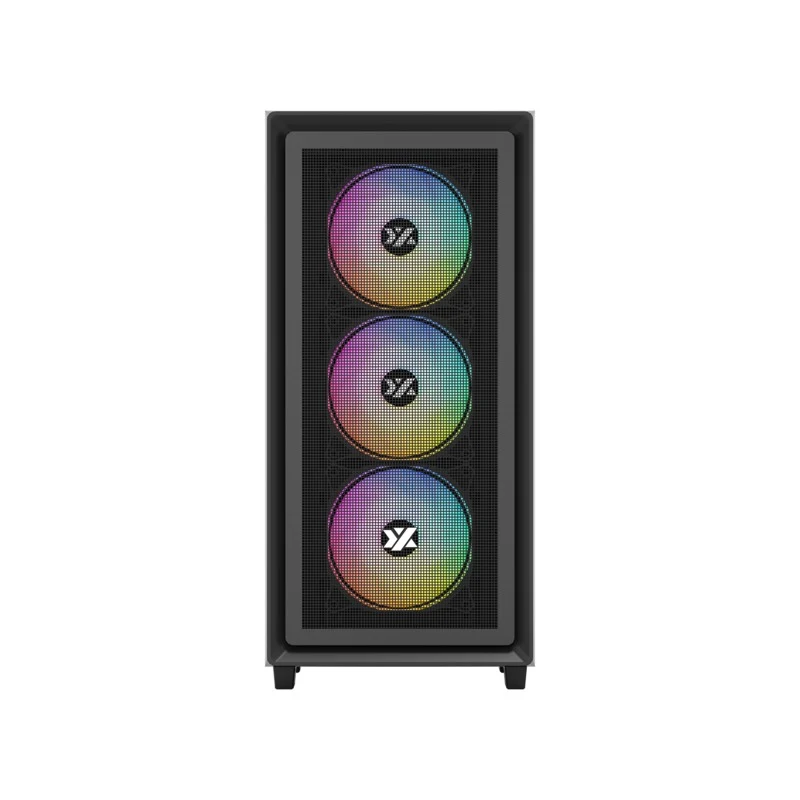 XYZ Airone 100 X Mesh ATX PC Case with 6 Pre-installed 120mm ARGB Fans (Black, White)