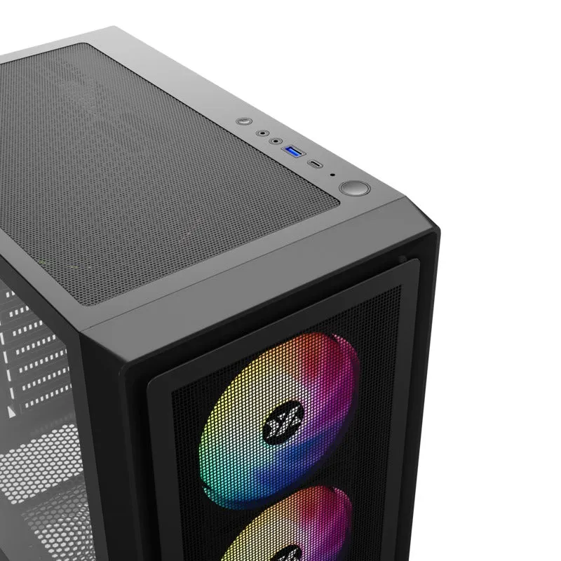 XYZ Airone 100 X Mesh ATX PC Case with 6 Pre-installed 120mm ARGB Fans (Black, White)