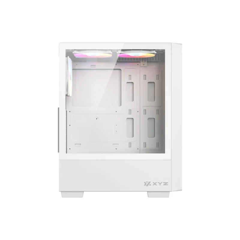 XYZ Airone 100 X Mesh ATX PC Case with 6 Pre-installed 120mm ARGB Fans (Black, White)
