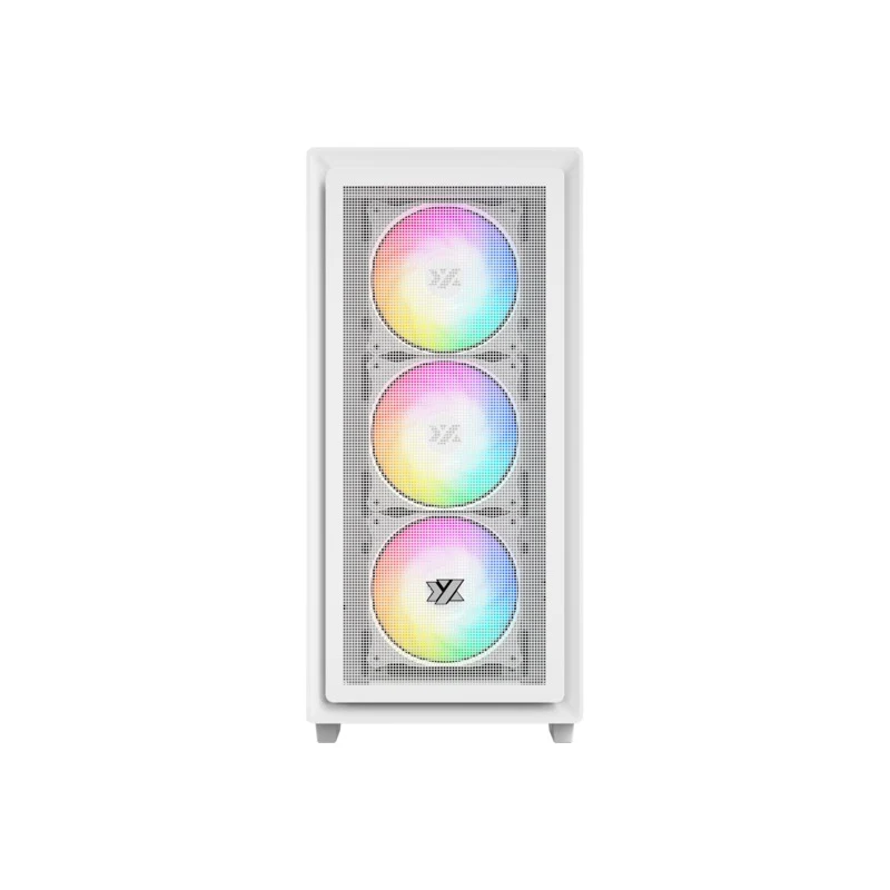 XYZ Airone 100 X Mesh ATX PC Case with 6 Pre-installed 120mm ARGB Fans (Black, White)