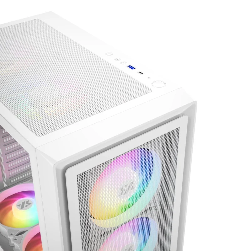 XYZ Airone 100 X Mesh ATX PC Case with 6 Pre-installed 120mm ARGB Fans (Black, White)