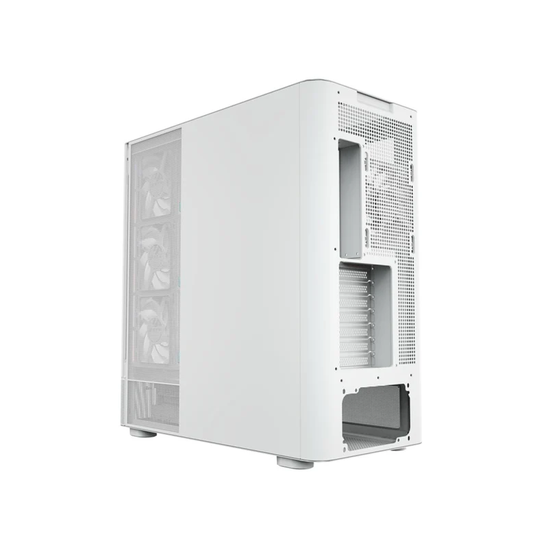 XYZ Quantum Pro ATX Curved Glass Panoramic PC Case with 4 Pre-Installed 120mm/140mm Vortex ARGB Fans & 6.2" (960x360) Smart Display Screen (Black, White)