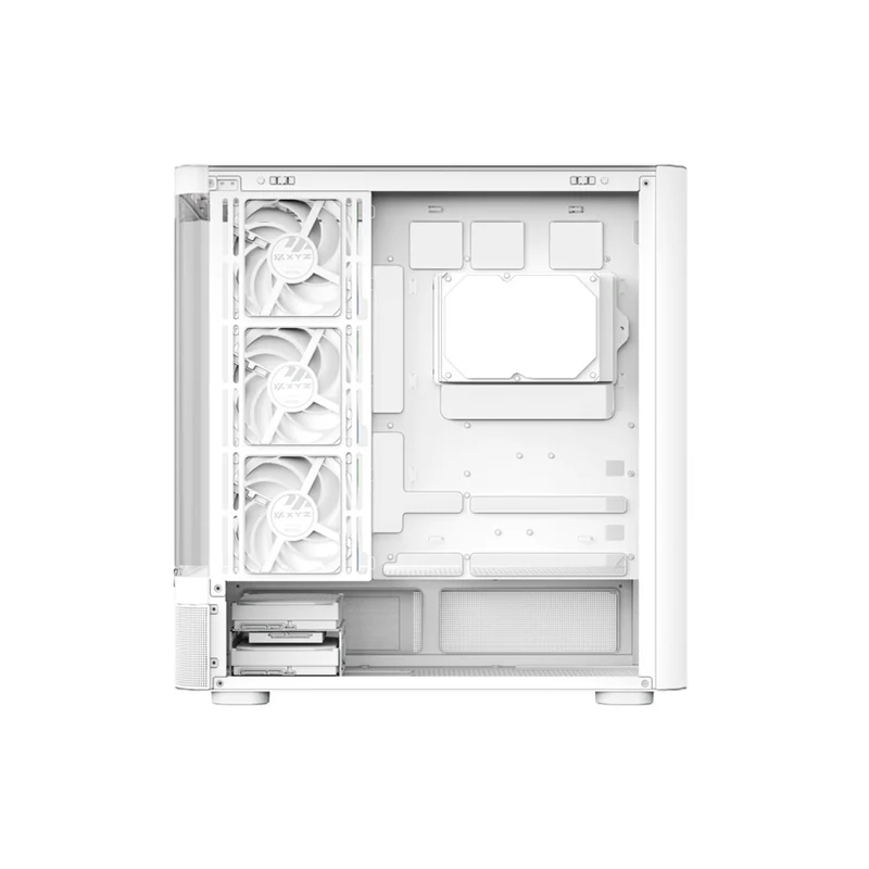 XYZ Quantum Pro ATX Curved Glass Panoramic PC Case with 4 Pre-Installed 120mm/140mm Vortex ARGB Fans & 6.2" (960x360) Smart Display Screen (Black, White)