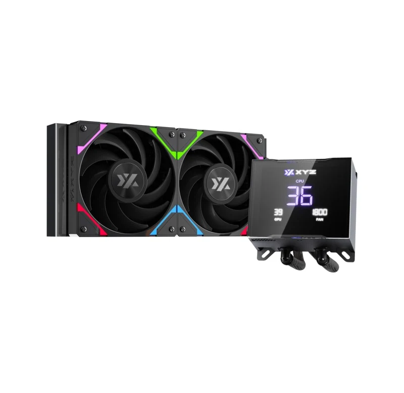 XYZ HydroTemp 240 ARGB Liquid Cooler with Temperature Display (Black, White)