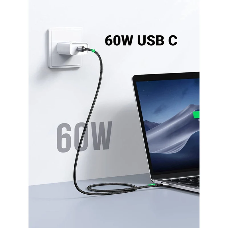 Ugreen USB-C 2.0 Male to USB-C 2.0 Male 3A Data Cable - 0.5m (Gray Black) (US261/50149)