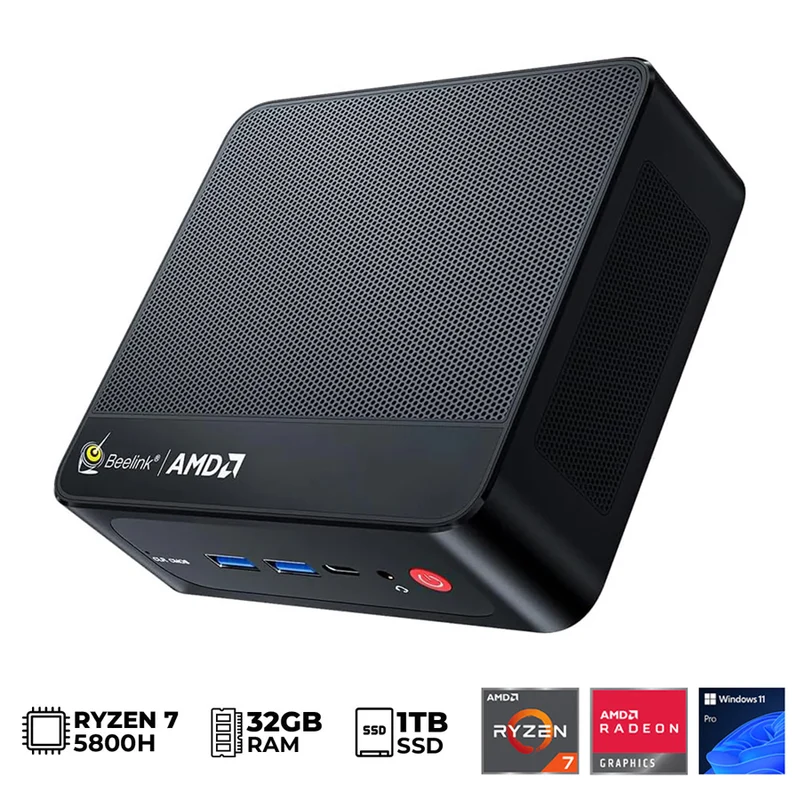 Beelink SER5 Pro AMD Ryzen 7 Pro 5850U Processor (16GB+500GB | 32GB+1TB) Windows 11 Pro Mini PC (Black)