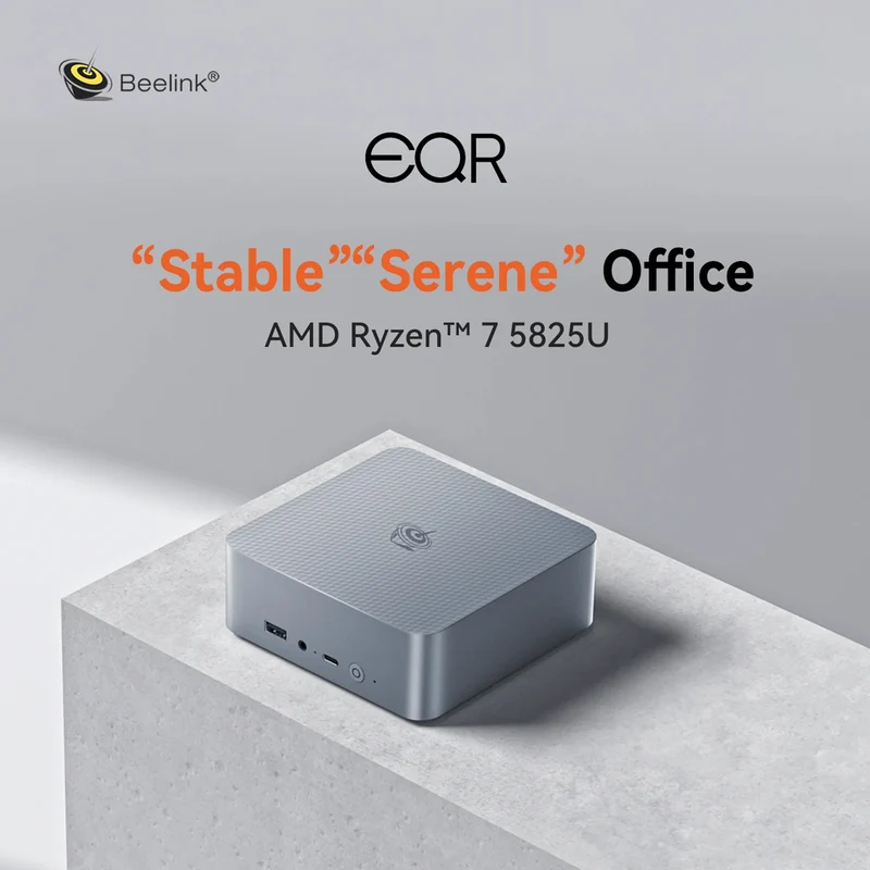 Beelink EQR5-D4 AMD Ryzen 7 5825U Processor 16GB RAM 500GB SSD Windows 11 Pro Mini PC (Milky Grey)