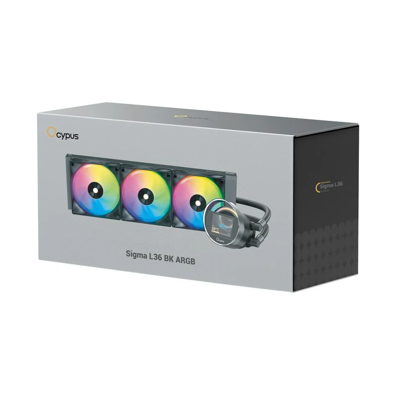 Ocypus Sigma L36 ARGB 360mm ARGB AIO Liquid Cooler with 2.4" IPS Display (Black, White)