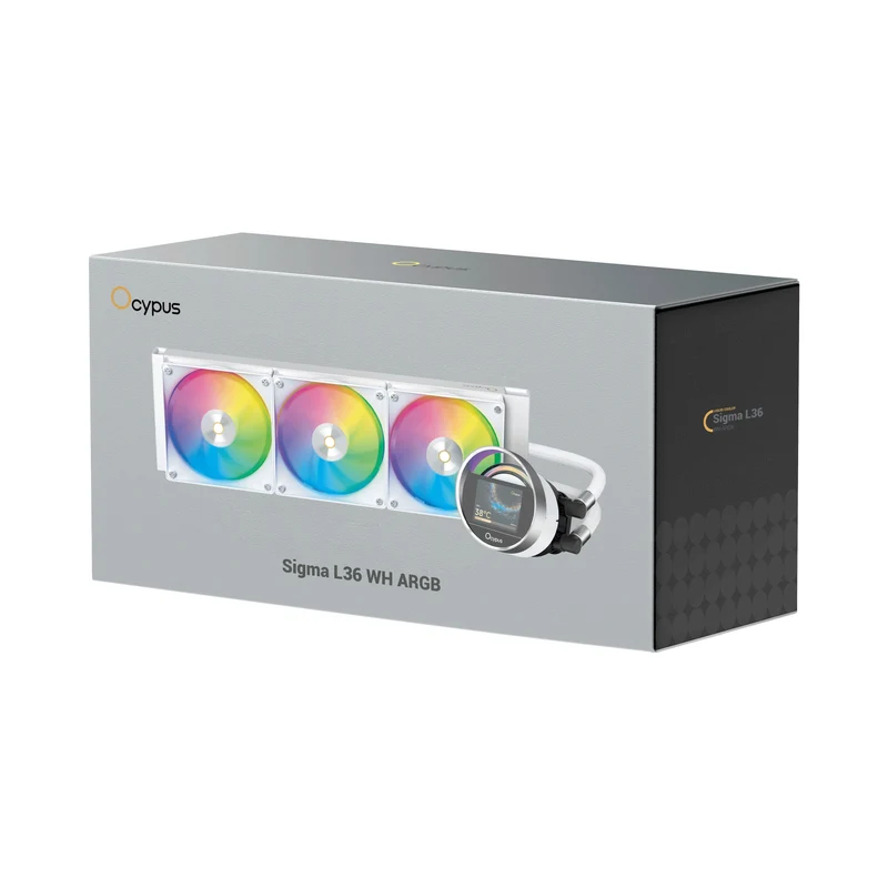 Ocypus Sigma L36 ARGB 360mm ARGB AIO Liquid Cooler with 2.4" IPS Display (Black, White)