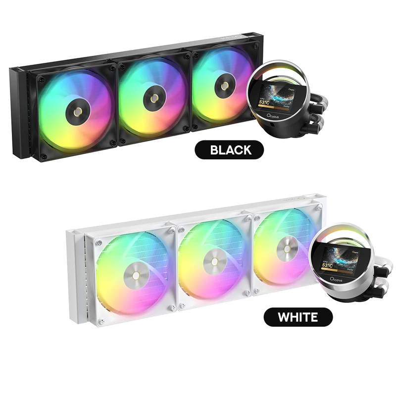Ocypus Sigma L36 ARGB 360mm ARGB AIO Liquid Cooler with 2.4" IPS Display (Black, White)