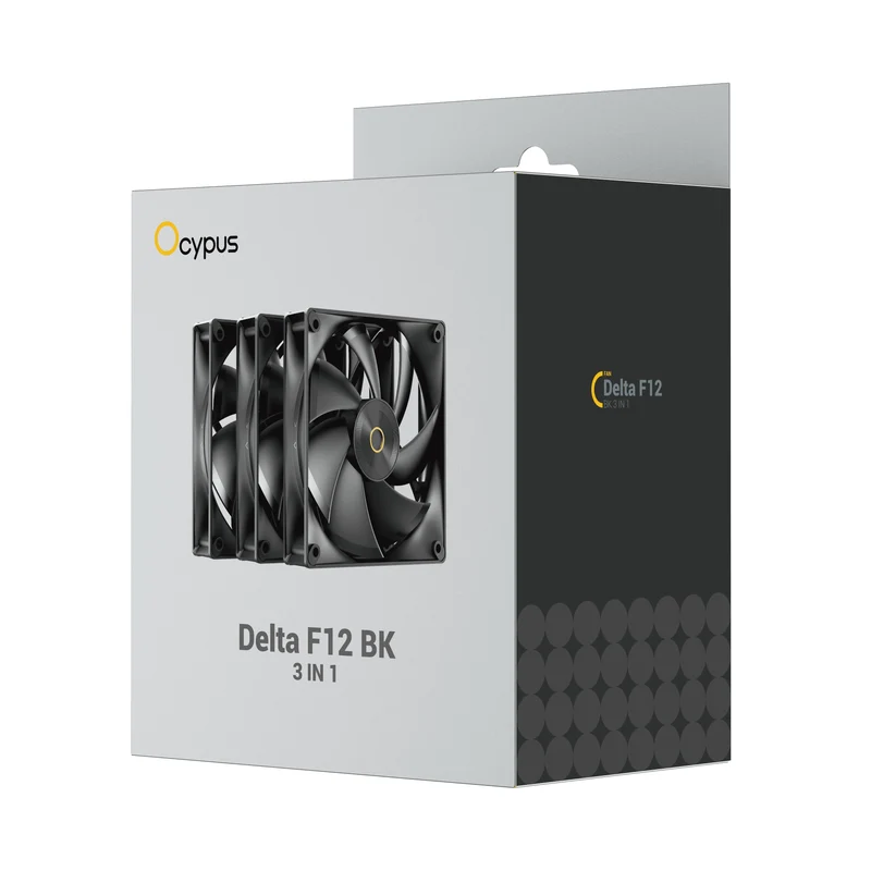 Ocypus Delta F12 3-in-1 120mm PWM Performance Fan Triple Pack (Black, White)