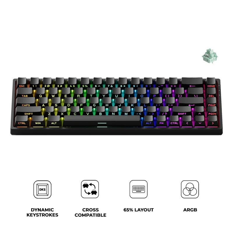 MonsGeek FUN68 HE Black Tri-Mode RGB Mechanical Keyboard (Glare Magnetic Switch)
