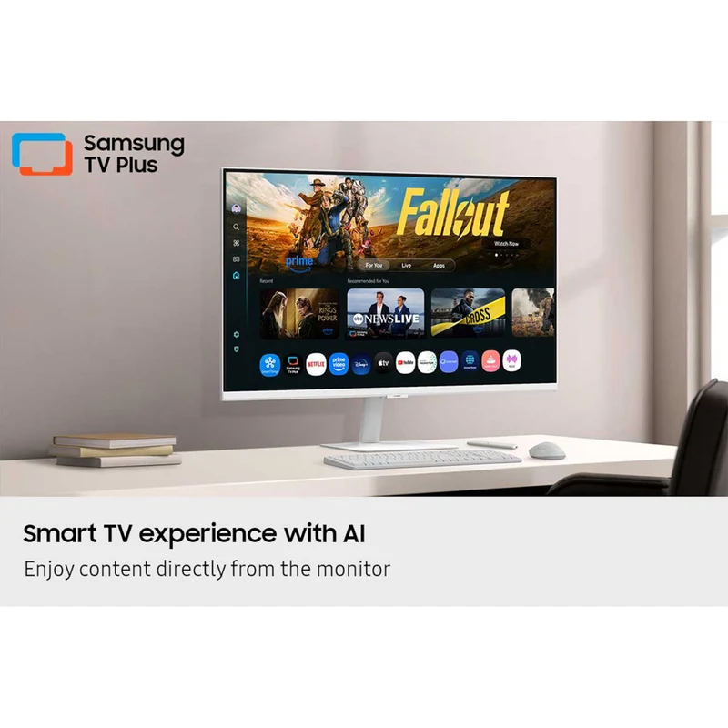 Samsung M7 M70F LS32FM701UEXXP 32" 4K (3840x2160) 60Hz 4ms GTG VA Smart Vision AI, Smart TV Experience with AI, AI Picture Optimizer, Knox Security Monitor with Tilt Adjustment (White)