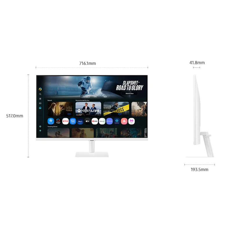 Samsung M7 M70F LS32FM701UEXXP 32" 4K (3840x2160) 60Hz 4ms GTG VA Smart Vision AI, Smart TV Experience with AI, AI Picture Optimizer, Knox Security Monitor with Tilt Adjustment (White)