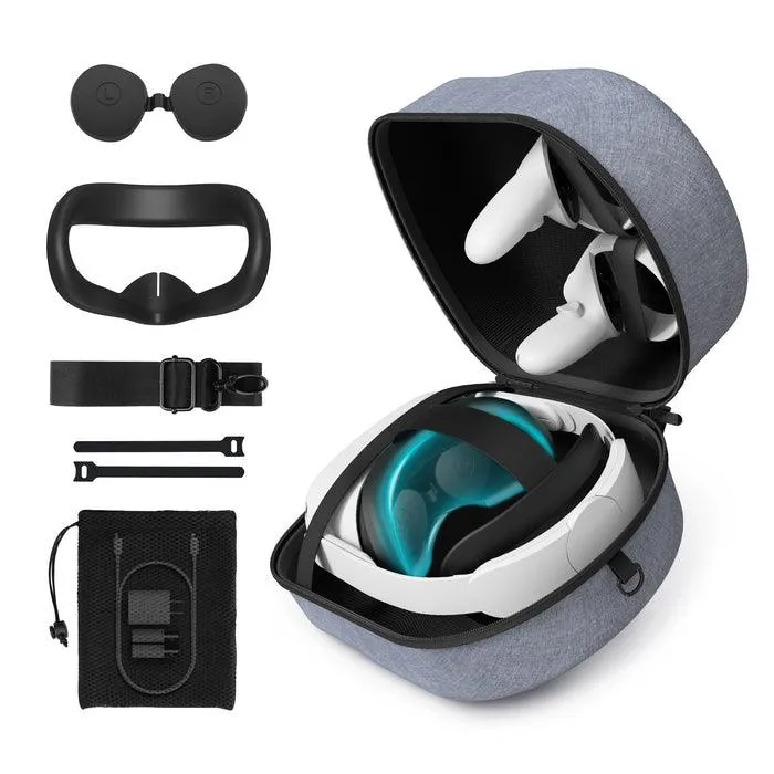 KIWI Design Hard Protective Carry Case Compatible With Oculus Quest 1 & 2 (Gray) (KW-QG03-US)