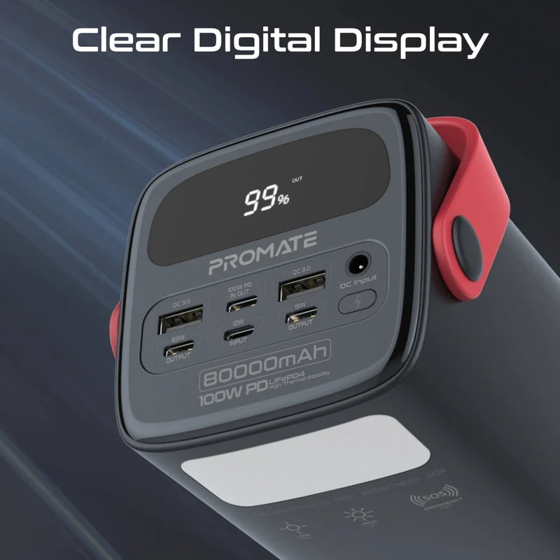 Promate PowerMine-80Pro 80000mAh High-Capacity 100W Ultra-Fast-Charging Power Pack