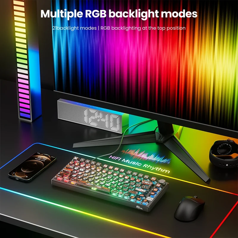 Royal Kludge RK-M75 HE Single-Mode RGB 81 Keys Hot-Swappable Mechanical Keyboard Hephaestus (Mint Switch)