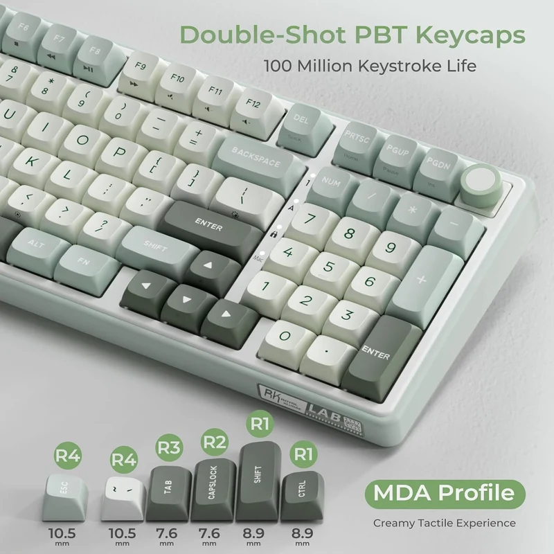 Royal Kludge R98Pro Wired RGB 98 Keys Hot-Swappable Mechanical Keyboard Sky Cyan (Cream Switch, Beige Switch)