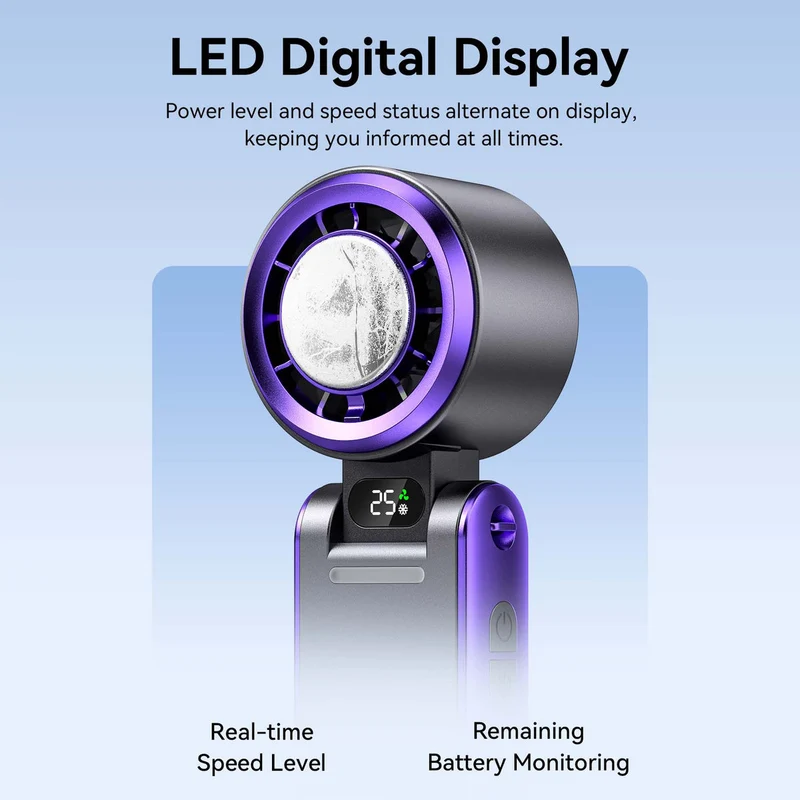 Vention Handheld Foldable High-Speed Cooling Fan (White, Black/Purple) (PBCW0, PBDV0)