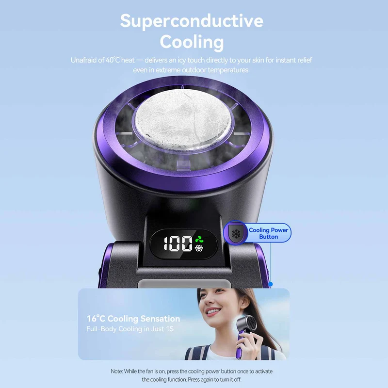 Vention Handheld Foldable High-Speed Cooling Fan (White, Black/Purple) (PBCW0, PBDV0)
