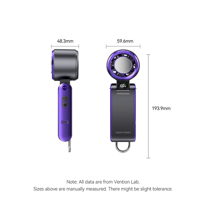 Vention Handheld Foldable High-Speed Cooling Fan (White, Black/Purple) (PBCW0, PBDV0)