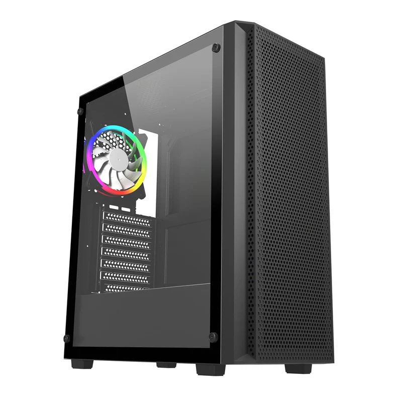 Trendsonic Breeze Mesh Front/TG Side Panel ATX PC Case with 4x Fixed Color Fan