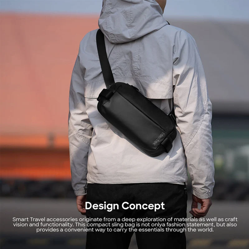 Tomtoc Explorer-T21 Sling Bag With Minimalist EDC Design - Small (Black, Light Gray, Olive Green, Space Grey, Inky Blue) (T21S1D1, T21S1G2, T21S1T1, T21S1G1, T21S1B1)