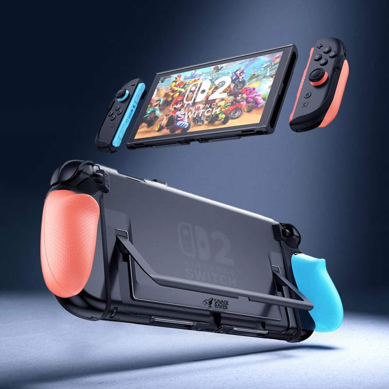 Skull & Co. FissionGrip Bundle for Nintendo Switch 2 (Black, Neon Blue/Red)