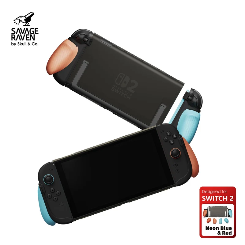 Skull & Co. FissionGrip Bundle for Nintendo Switch 2 (Black, Neon Blue/Red)
