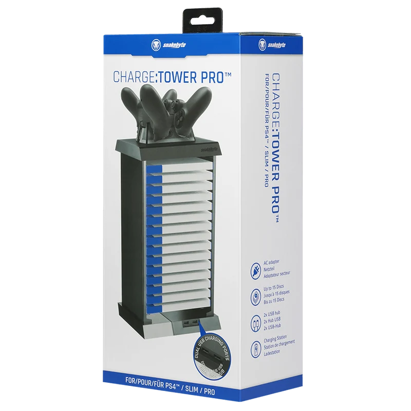 Snakebyte PS4 Charge Tower Pro Dual USB Charging Ports For (PS4/Slim/Pro)