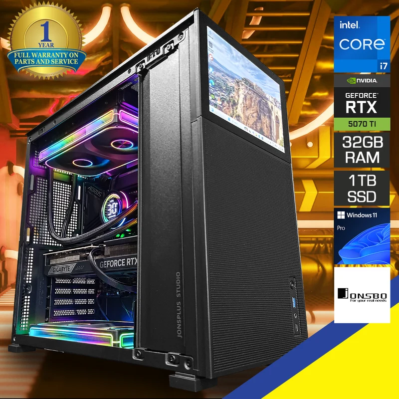 Optima D41 DS8 Display Black Desktop Gaming PC | Intel i7 14700F | 32GB RAM | 1TB SSD | RTX 5070 TI | Windows 11 Pro