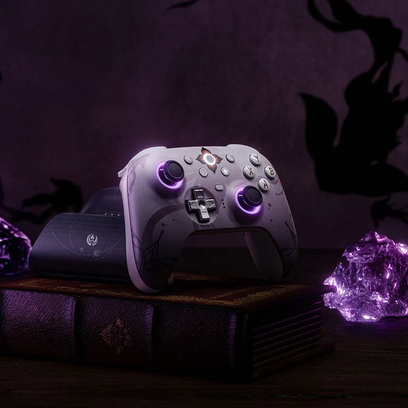 8BitDo Ultimate 2 Wireless Controller with TMR Joysticks, Switchable Hall Effect/ Tactile Triggers, RGB Fire Ring, 8Speed Wireless Tech with Charging Dock for Windows/Android (Honkai Star Rail - Evernight) (81HE)