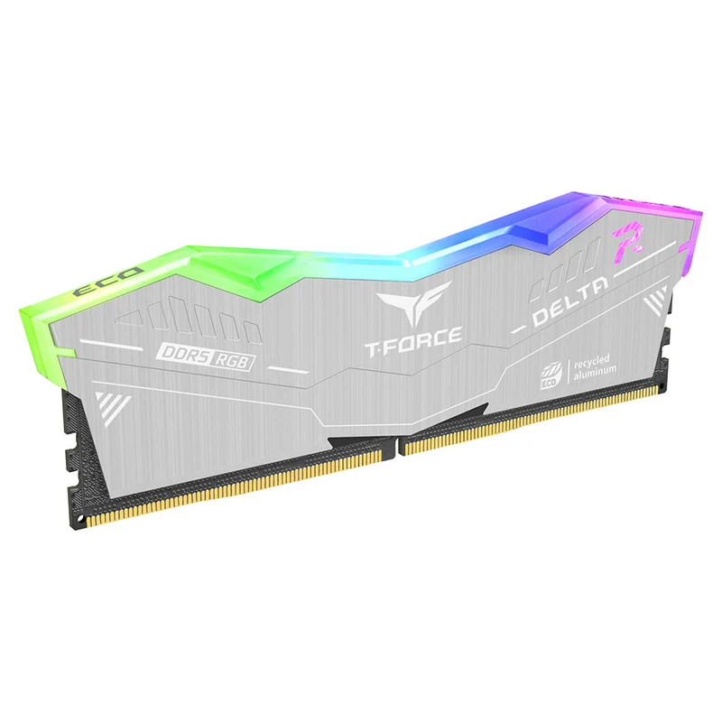 TeamGroup T-Force Delta RGB Eco DDR5 32GB (2x16GB) 6000MHz CL30-36-36-76 1.35V Gaming Desktop Memory (Silver) (FF2D532G6000HC30DC01)