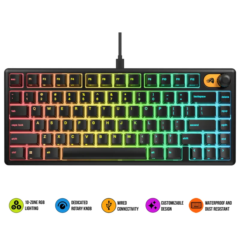 Glorious GMBK 75% Customizable RGB Wired Gaming Keyboard (Black) (GLO-GMBK75-BLK-US)