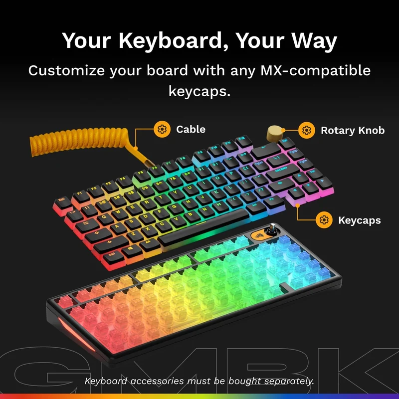 Glorious GMBK 75% Customizable RGB Wired Gaming Keyboard (Black) (GLO-GMBK75-BLK-US)