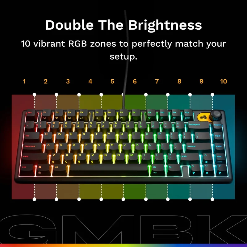 Glorious GMBK 75% Customizable RGB Wired Gaming Keyboard (Black) (GLO-GMBK75-BLK-US)