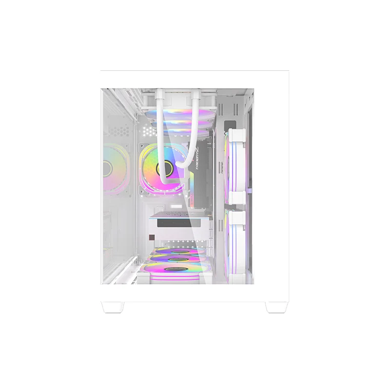 DarkFlash C285MP V2 Exquisite mATX PC Case Tempered Glass Panoramic Side Transparent (White)