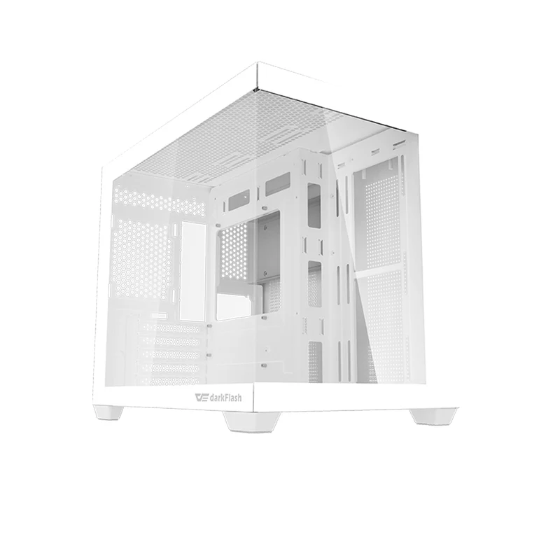 DarkFlash C285MP V2 Exquisite mATX PC Case Tempered Glass Panoramic Side Transparent (White)