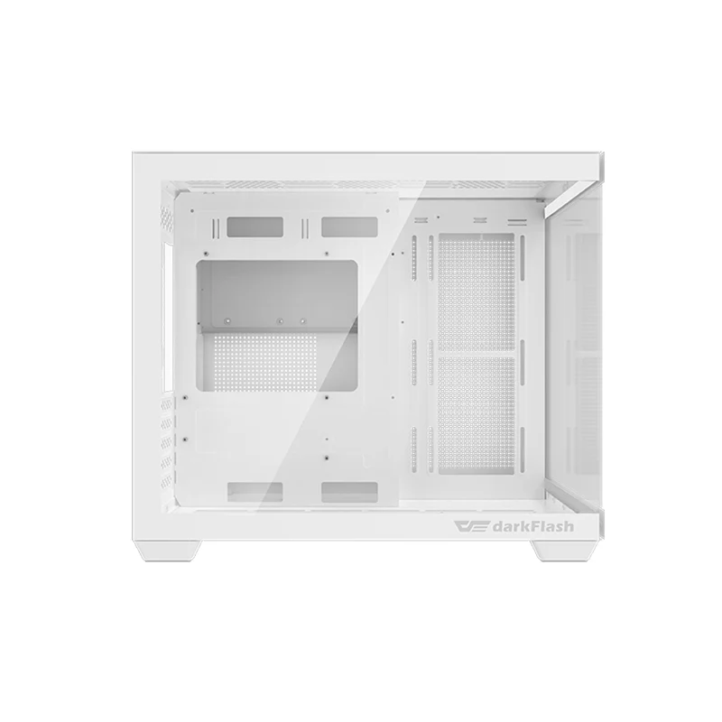 DarkFlash C285MP V2 Exquisite mATX PC Case Tempered Glass Panoramic Side Transparent (White)