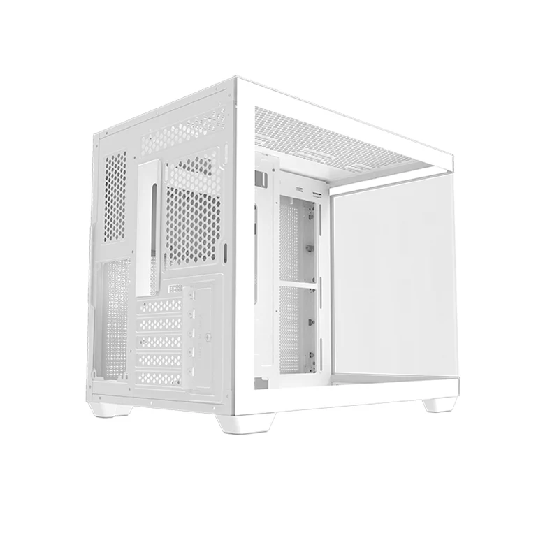 DarkFlash C285MP V2 Exquisite mATX PC Case Tempered Glass Panoramic Side Transparent (White)