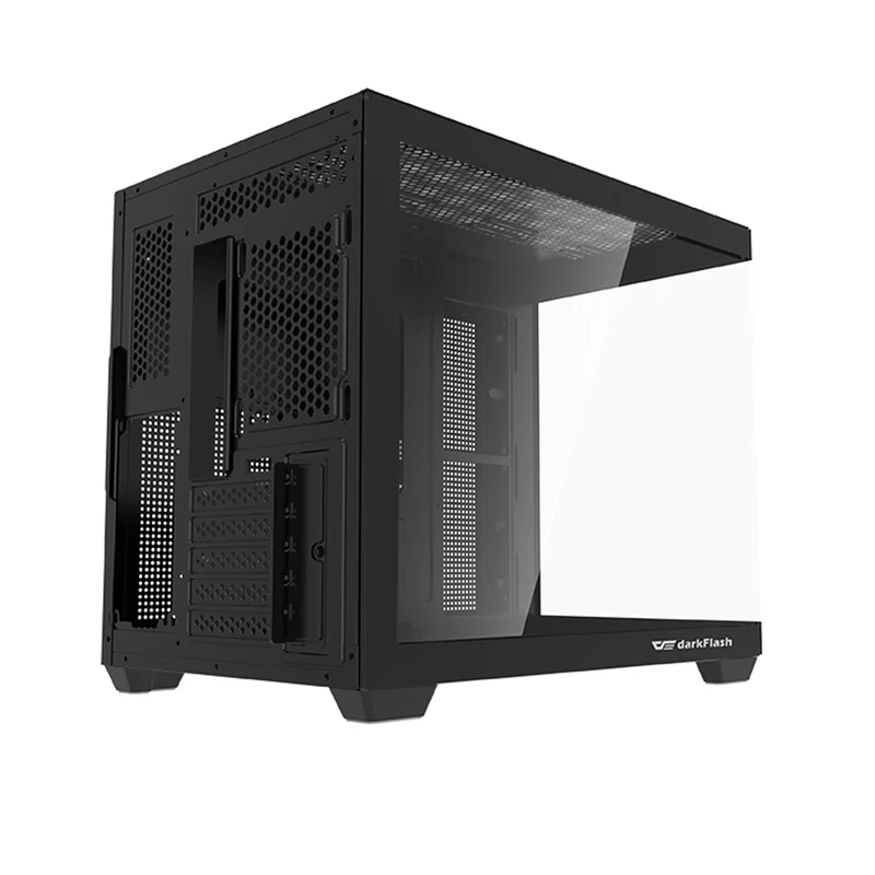 DarkFlash C285MP V2 Exquisite mATX PC Case Tempered Glass Panoramic Side Transparent (Black)