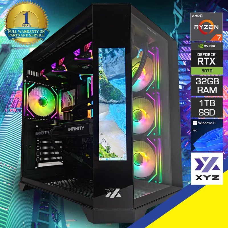 Sophos Neutron 2D Black Desktop Gaming PC | AMD Ryzen 7 9700X | 32GB RAM | 1TB SSD | RTX 5070 | Windows 11 Pro